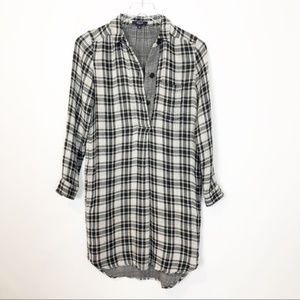 Madewell Plaid Black & White Check Shirt Dress XS